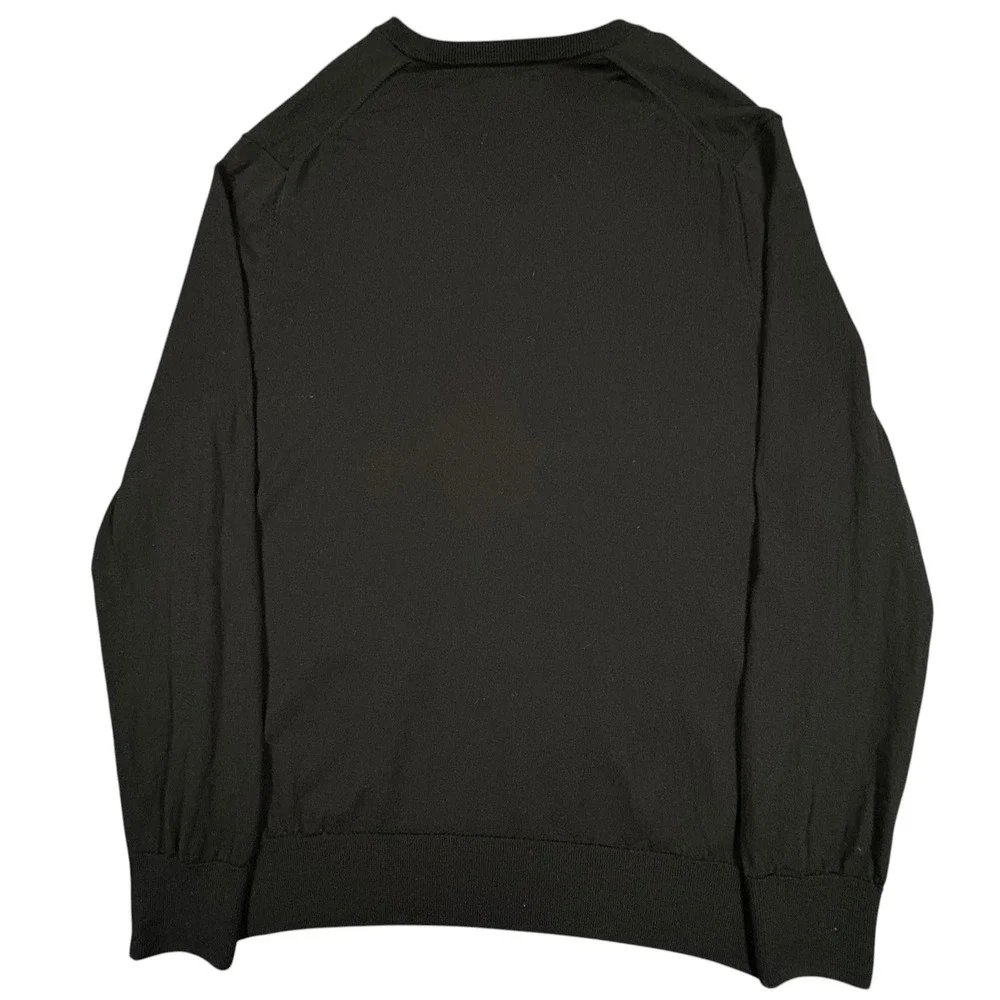 Brooks Brothers Merino Wool V-Neck Sweater Mens XL Black Lightweight Pullover